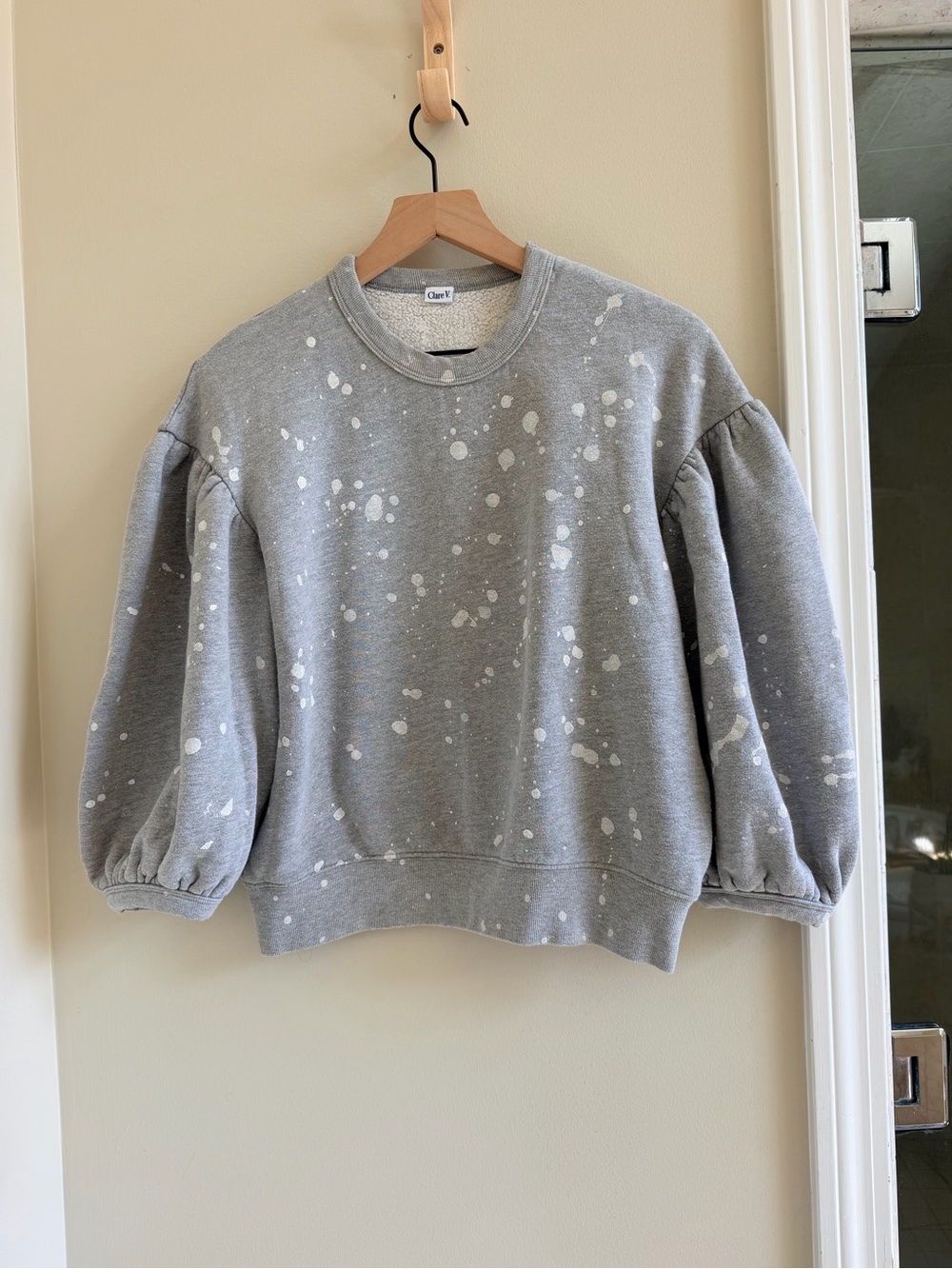 Clare v Drop Shoulder Sweatshirt - Light Grey Splash original $155